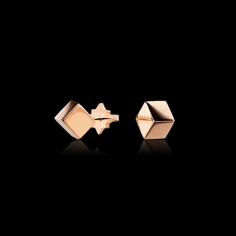 Золотые серьги-пусеты CUBE