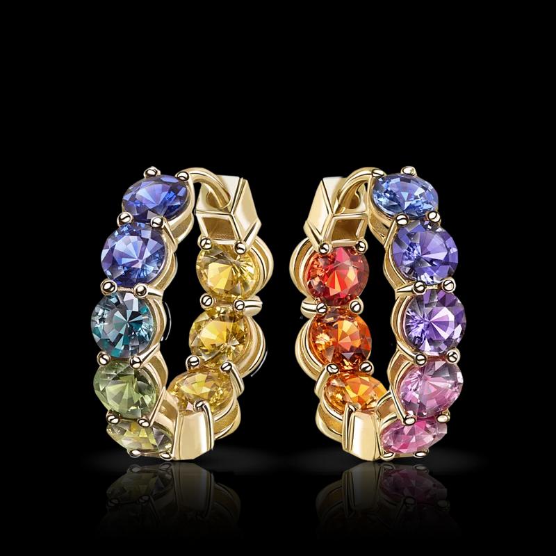Серьги с цветными сапфирами 