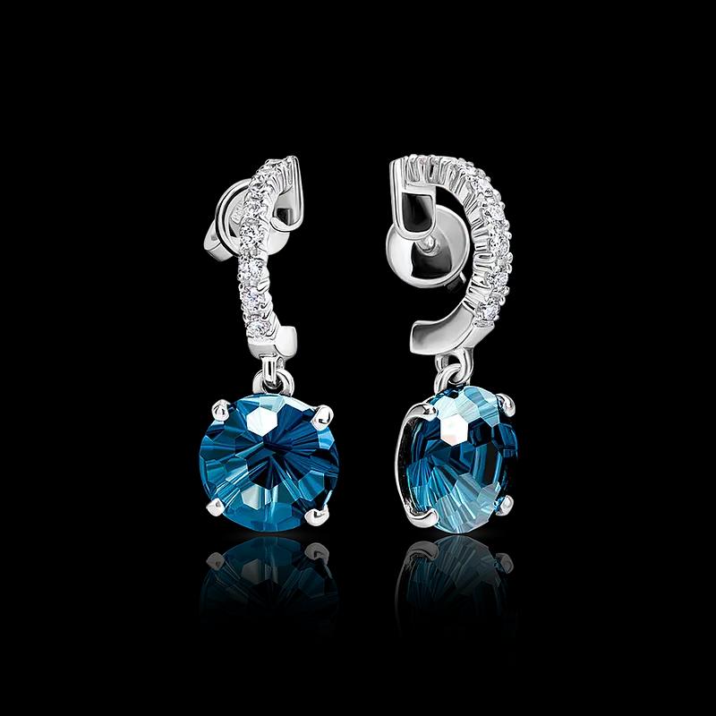 Серьги с топазом London Blue.