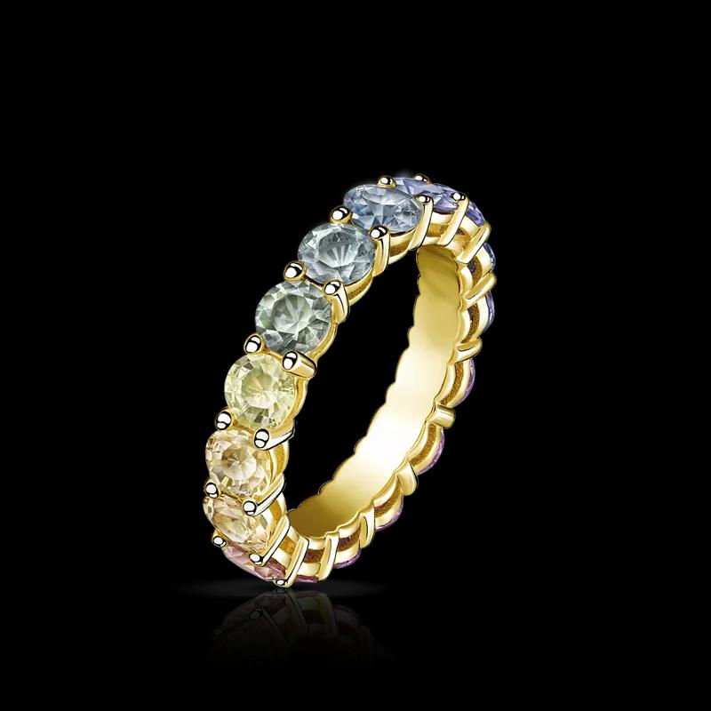 Кольцо с цветными сапфирами 