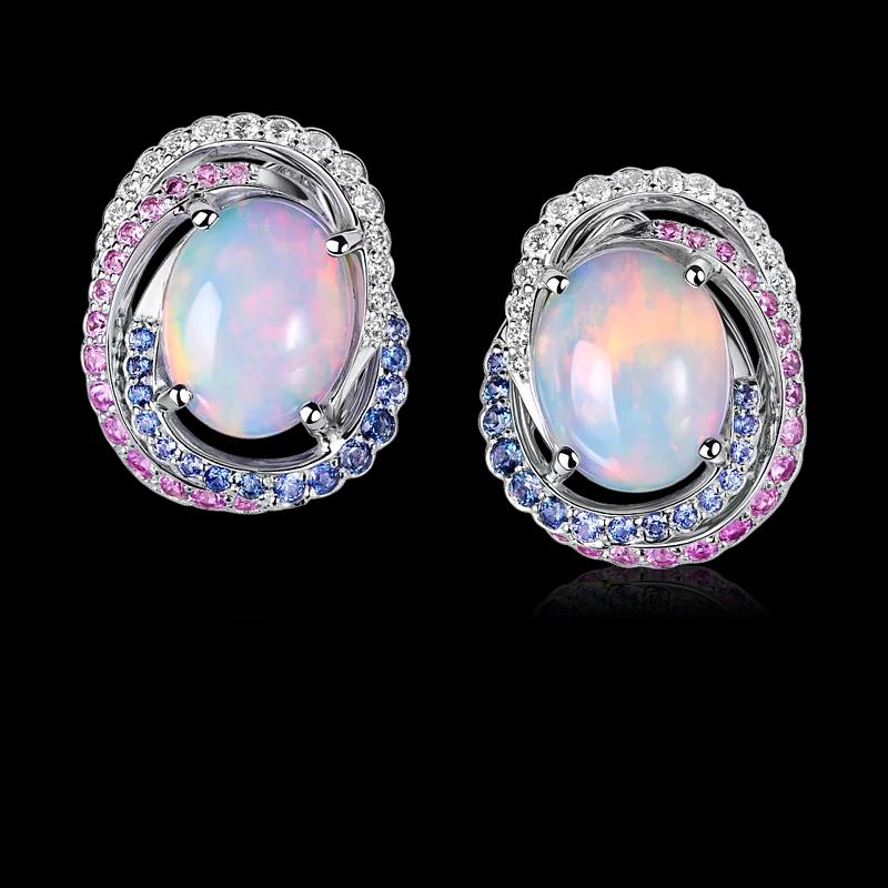 Золотые серьги с опалами