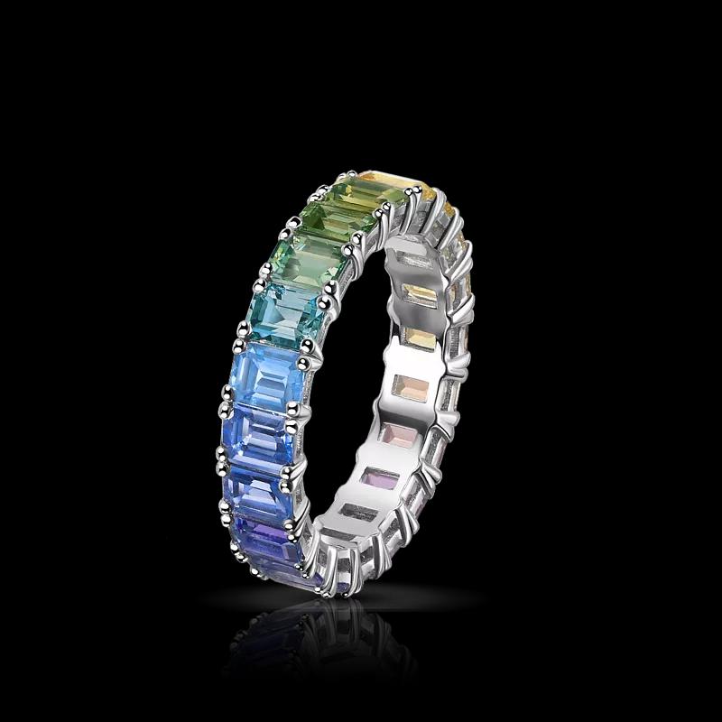 Кольцо с цветными сапфирами