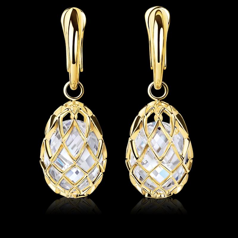 Золотые серьги с горным хрусталем