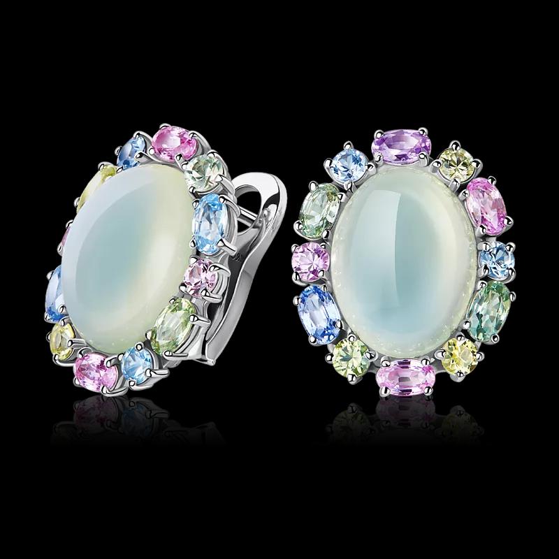 Серьги с лунным камнем