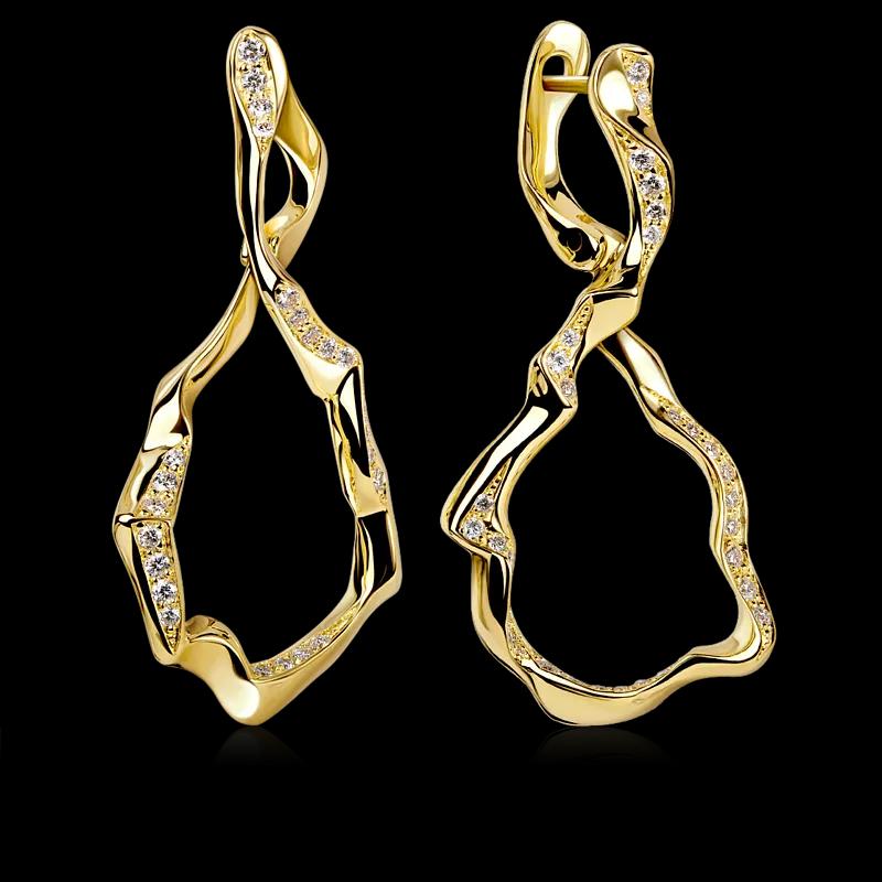 Золотые серьги INFINITY с бриллиантами