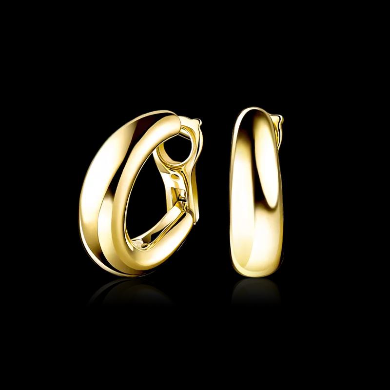 Стильные объемные серьги из желтого золота