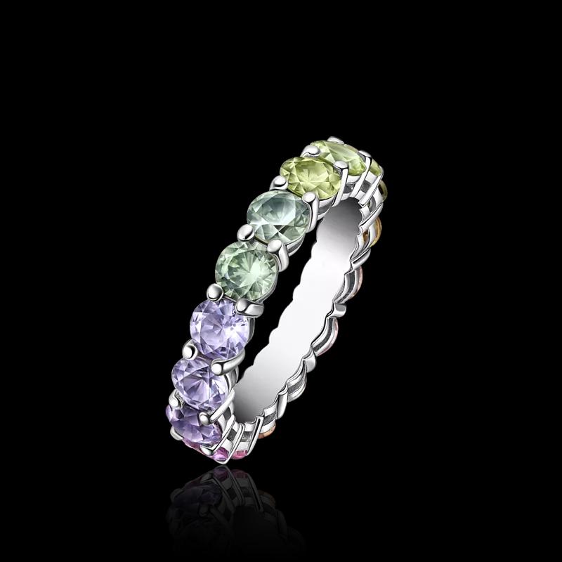 Кольцо с цветными сапфирами