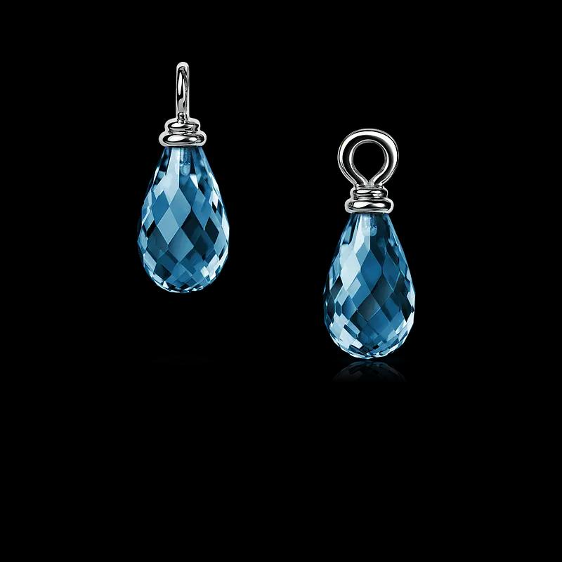 Подвесы из белого золота с топазами London Blue
