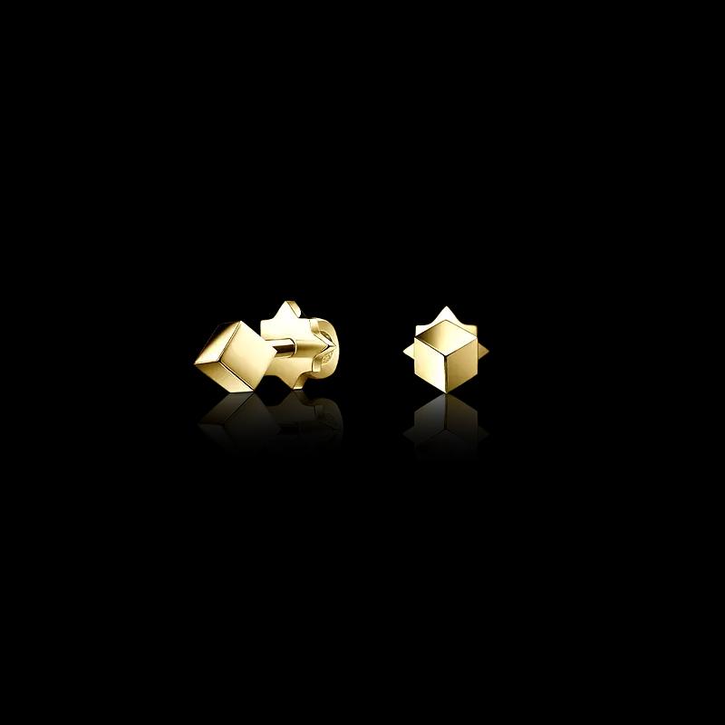 Золотые серьги-пусеты CUBE