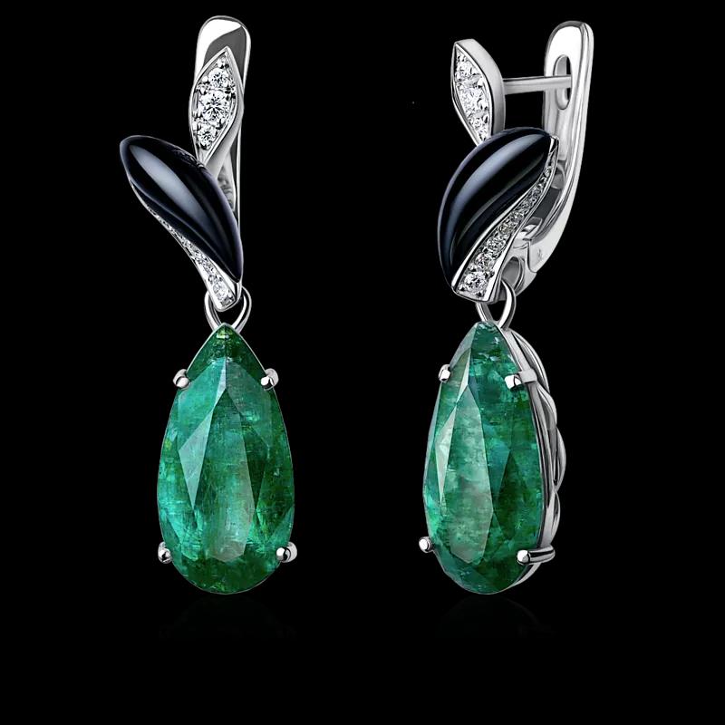 Серьги с изумрудами