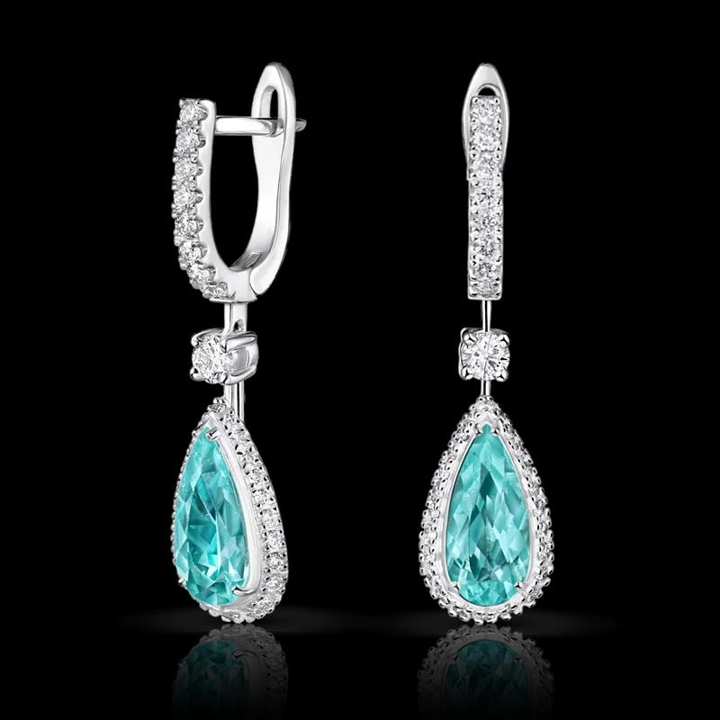 Серьги с турмалинами Параиба и бриллиантами