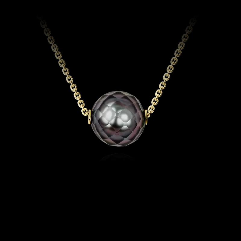 Подвеска с черным граненым жемчугом