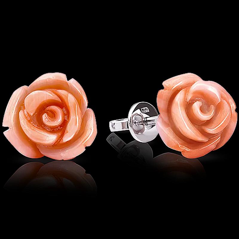 Серьги **MILLE FIORI** с кораллами.