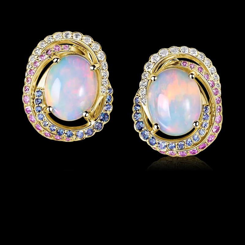 Золотые серьги с опалами