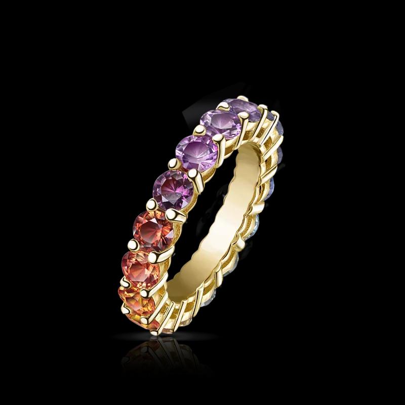 Кольцо с цветными сапфирами
