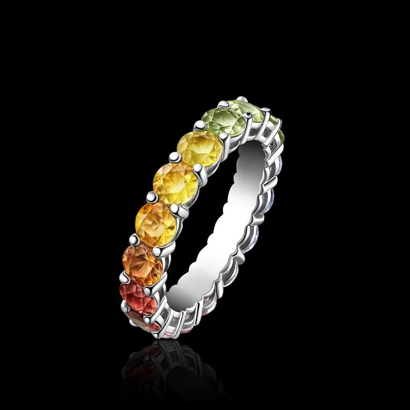 Кольцо с цветными сапфирами