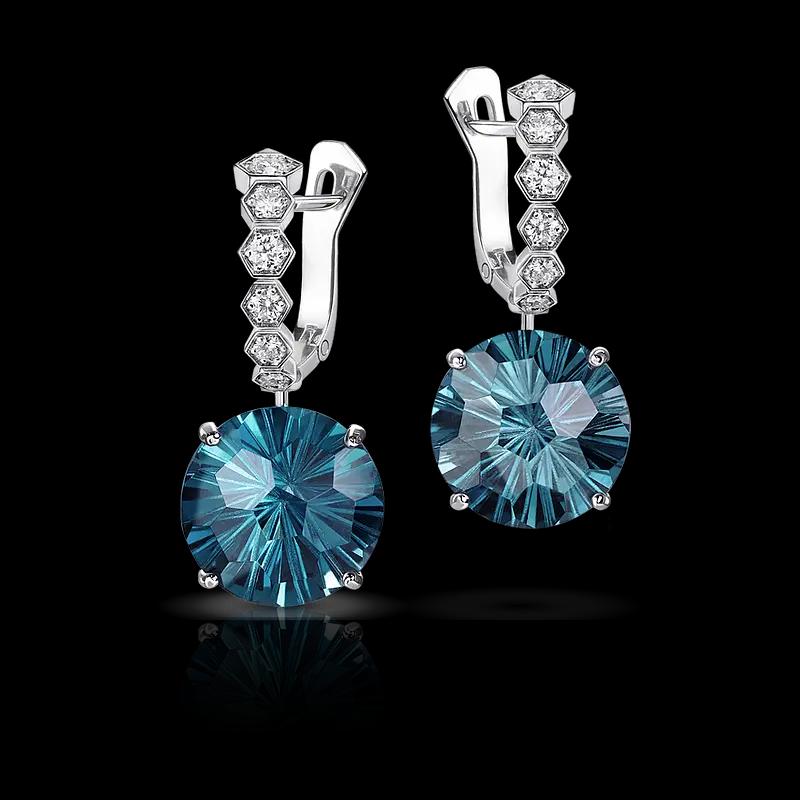 Серьги с топазами London Blue