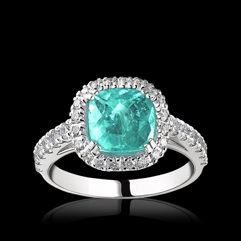 Кольцо с турмалином Параиба и бриллиантами