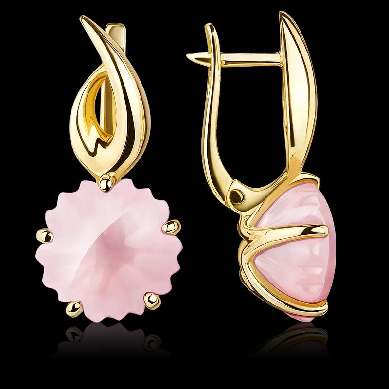 Серьги с розовым кварцем