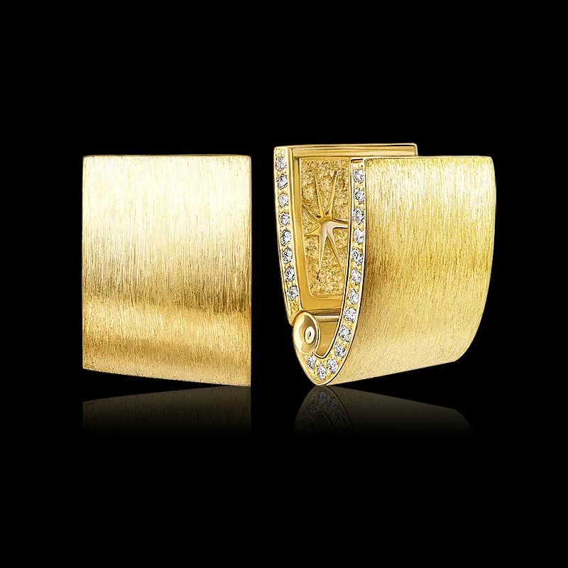 Серьги из матового желтого золота c бриллиантами