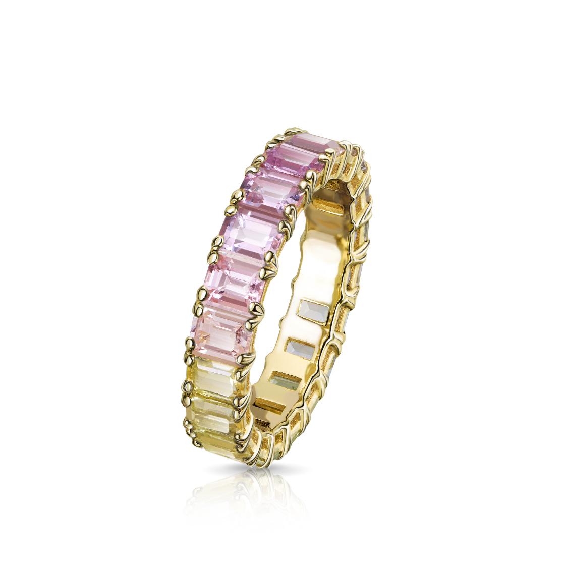 кольцо с цветными сапфирами